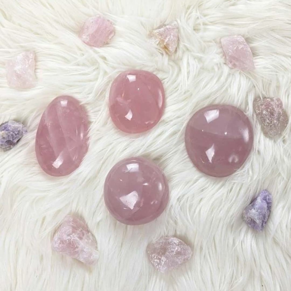Rose Quartz Polished Palm Crystal Stone